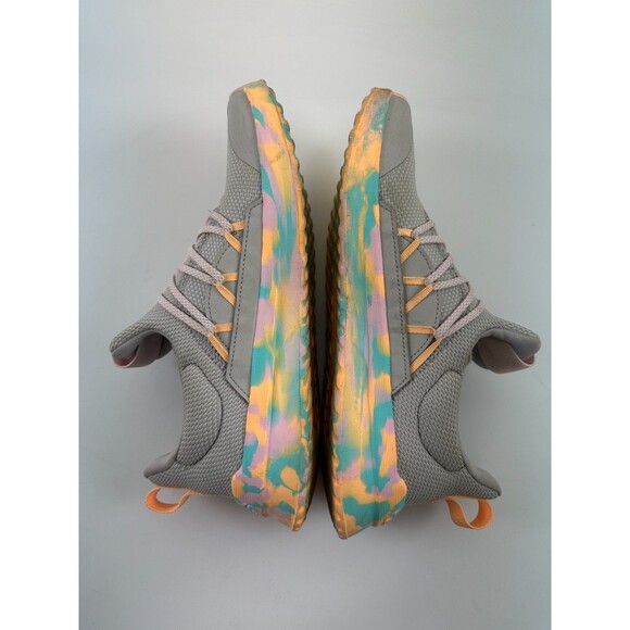 Adidas Lite Racer Adapt 5.0 Sneaker Grey Flash Aqua Camo Slip On Women 8 Youth 7 - Picture 11 of 13